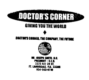 DOCTOR'S CORNER GIVING YOU THE WORLD THE COMPANY, THE FUTURE logo