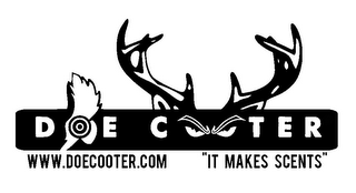 DOE COOTER WWW.DOECOOTER.COM "IT MAKES SCENTS" logo
