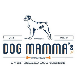 DOG MAMMA'S OVEN BAKED TREATS MADE BY HAND EST. 2012 logo