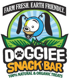 DOGGIEE SNACK BAR FARM FRESH. EARTH FRIENDLY. 100% ORGANIC & NATURAL TREAT'S logo