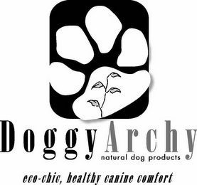DOGGYARCHY NATURAL DOG PRODUCTS ECO-CHIC, HEALTHY CANINE COMFORT logo