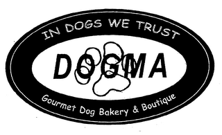DOGMA IN DOGS WE TRUST GOURMET DOG BAKERY & BOUTIQUE logo