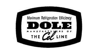 DOLE MAXIMUM REFRIGERATION EFFICIENCY MANUFACTURES OF THE CEL LINE logo