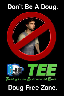 DON'T BE A DOUG. DOUG E PAR TEE TRAINING FOR AN ENVIRONMENT EVENT DOUG FREE ZONE. logo