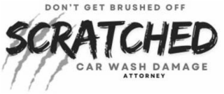 DON'T GET BRUSHED OFF SCRATCHED CAR WASH DAMAGE ATTORNEY logo