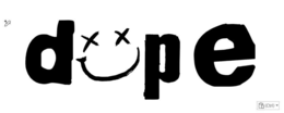 DOPE   (SMILE WITH XX FOR EYES IN PLACE OF THE O) logo