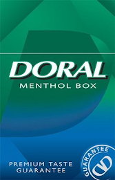 DORAL MENTHOL BOX PREMIUM TASTE GUARANTEE GUARANTEE DD logo