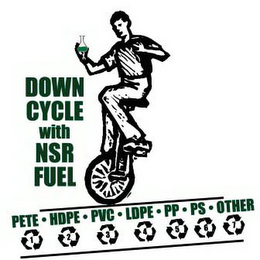 DOWN CYCLE WITH NSR FUEL PETE · HDPE · PVC · LDPE · PP · PS · OTHER 1 2 3 4 5 6 7 logo