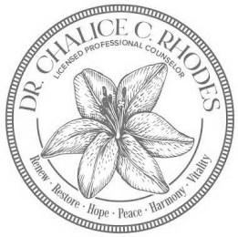 DR. CHALICE C. RHODES LICENSED PROFESSIONAL COUNSELOR RENEW · RESTORE · HOPE · PEACE · HARMONY · VITALITY logo