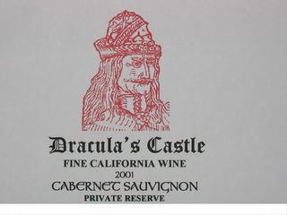 DRACULA'S CASTLE FINE CALIFORNIA WINE 2001 CABERNET SAUVIGNON PRIVATE RESERVE logo