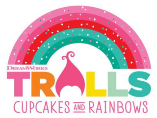 DREAMWORKS TROLLS CUPCAKES AND RAINBOWS logo