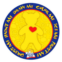 DRESS ME PAINT ME DRAW ME COLOR ME ICE ME FROST ME EAT WITH YOUR BEAR HANDS logo