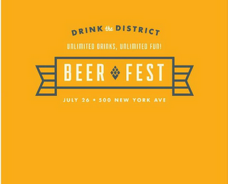DRINK THE DISTRICT UNLIMITED DRINKS, UNLIMITED FUN! BEER FEST logo