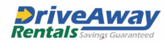 DRIVEAWAY RENTALS SAVINGS GUARANTEED logo