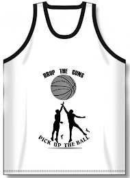 DROP THE GUNS PICK UP THE BALL THE JERSEY MANN NYC B.T.I logo