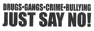 DRUGS · GANGS · CRIME · BULLYING JUST SAY NO! logo
