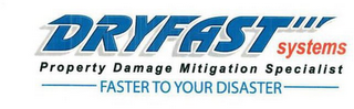 DRYFAST SYSTEMS PROPERTY DAMAGE MITIGATION SPECIALIST FASTER TO YOUR DISASTER logo