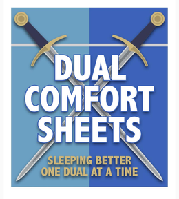 DUAL COMFORT SHEETS SLEEPING BETTER ONE DUAL AT A TIME logo