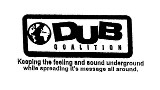 DUB COALITION KEEPING THE FEELING AND SOUND UNDERGROUND WHILE SPREADING IT'S MESSAGE ALL AROUND. logo