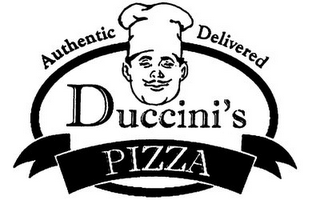 DUCCINI'S PIZZA AUTHENTIC DELIVERED logo