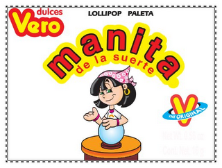 DULCES VERO MANITA DE LA SUERTE LOLLIPOP PALETA THE ORIGINAL V logo