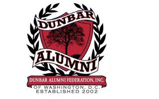 DUNBAR ALUMNI DUNBAR ALUMNI FEDERATION,INC. OF WASHINGTON, D.C. ESTABLISHED 2002 logo