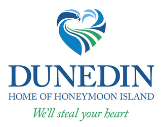 DUNEDIN HOME OF HONEYMOON ISLAND WE'LL STEAL YOUR HEART logo
