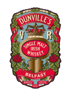 DUNVILLE'S V R SINGLE MALT IRISH WHISKEY BELFAST DUNVILLE & CO LIMITED logo