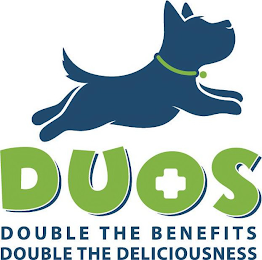 DUOS DOUBLE THE BENEFITS DOUBLE THE DELICIOUSNESS logo