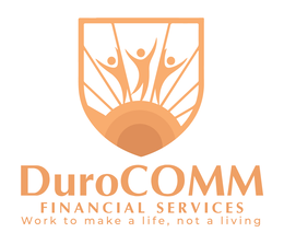 DUROCOMM FINANCIAL SERVICES WORK TO MAKE A LIFE, NOT A LIVING logo