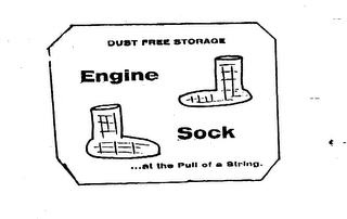 DUST FREE STORAGE ENGINE SOCK ...AT THE PULL OF A STRING logo
