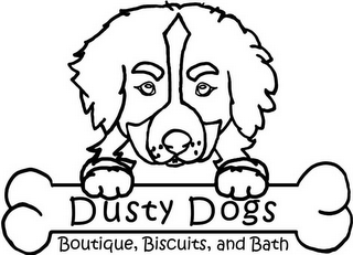DUSTY DOGS BOUTIQUE, BISCUITS, AND BATH logo