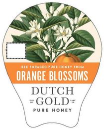 DUTCH GOLD PURE HONEY BEE FORAGED PURE HONEY FROM ORANGE BLOSSOMS 1946 EST. LANC CO. logo