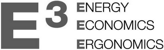 E 3 ENERGY ECONOMICS ERGONOMICS logo