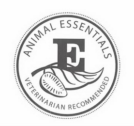 E ANIMAL ESSENTIALS VETERINARIAN RECOMMENDED logo