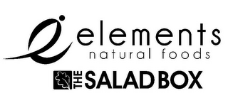 E ELEMENTS NATURAL FOODS THE SALAD BOX logo