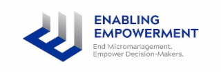 E ENABLING EMPOWERMENT END MICROMANAGEMENT. EMPOWER DECISION-MAKERS. logo