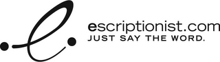 E ESCRIPTIONIST.COM JUST SAY THE WORD. logo
