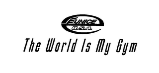 E EUNICE U.S.A. THE WORLD IS MY GYM logo