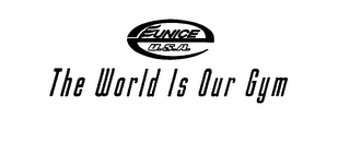 E EUNICE U.S.A. THE WORLD IS OUR GYM logo