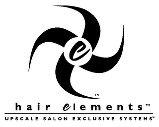 E HAIR ELEMENTS UPSCALE SALON EXCLUSIVE SYSTEMS logo