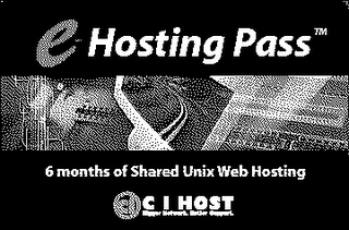E-HOSTING PASS 6 MONTHS OF SHARED UNIX WEB HOSTING C I HOST logo