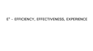 E3 - EFFICIENCY, EFFECTIVENESS, EXPERIENCE logo