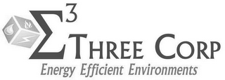 E3 THREE CORP ENERGY EFFICIENT ENVIRONMENTS logo