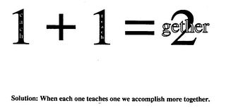 EACH1+TEACH1=2GETHER SOLUTION: WHEN EACH ONE TEACHES ONE WE ACCOMPLISH MORE TOGETHER logo