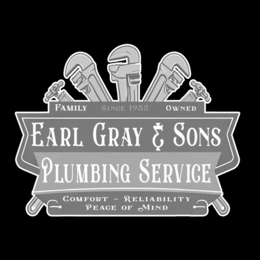 EARL GRAY & SONS PLUMBING SERVICE FAMILY OWNED SINCE 1955 COMFORT RELIABILITY PEACE OF MIND logo