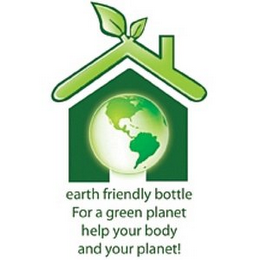 EARTH FRIENDLY BOTTLE FOR A GREEN PLANET HELP YOUR BODY AND YOUR PLANET! logo