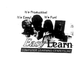 EASY LEARN COMPUTER LEARNING CENTERS, INC. IT'S PRODUCTIVE! IT'S EASY! IT'S FUN! logo