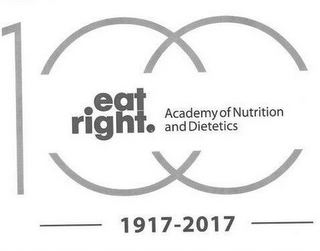 EAT RIGHT. ACADEMY OF NUTRITION AND DIETETICS 100 1917-2017 logo