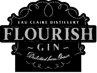 EAU CLAIRE DISTILLERY FLOURISH ~ GIN ~ DISTILLED FROM GRAIN logo